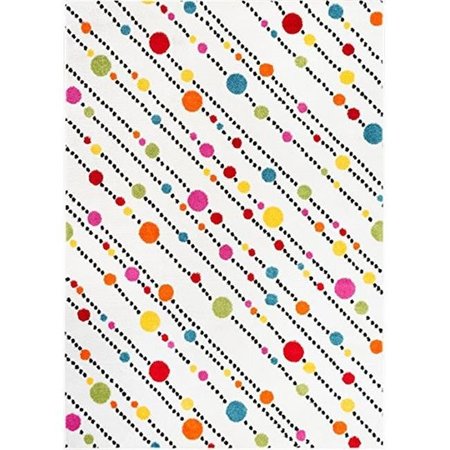 WELL WOVEN Well Woven 09664 Dandy Dots & Stripes Kids Rug; Ivory - 3 ft. 3 in. x 5 ft. 9664